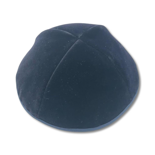 Plain Navy Dark Blue Kippah 100% cotton velvet