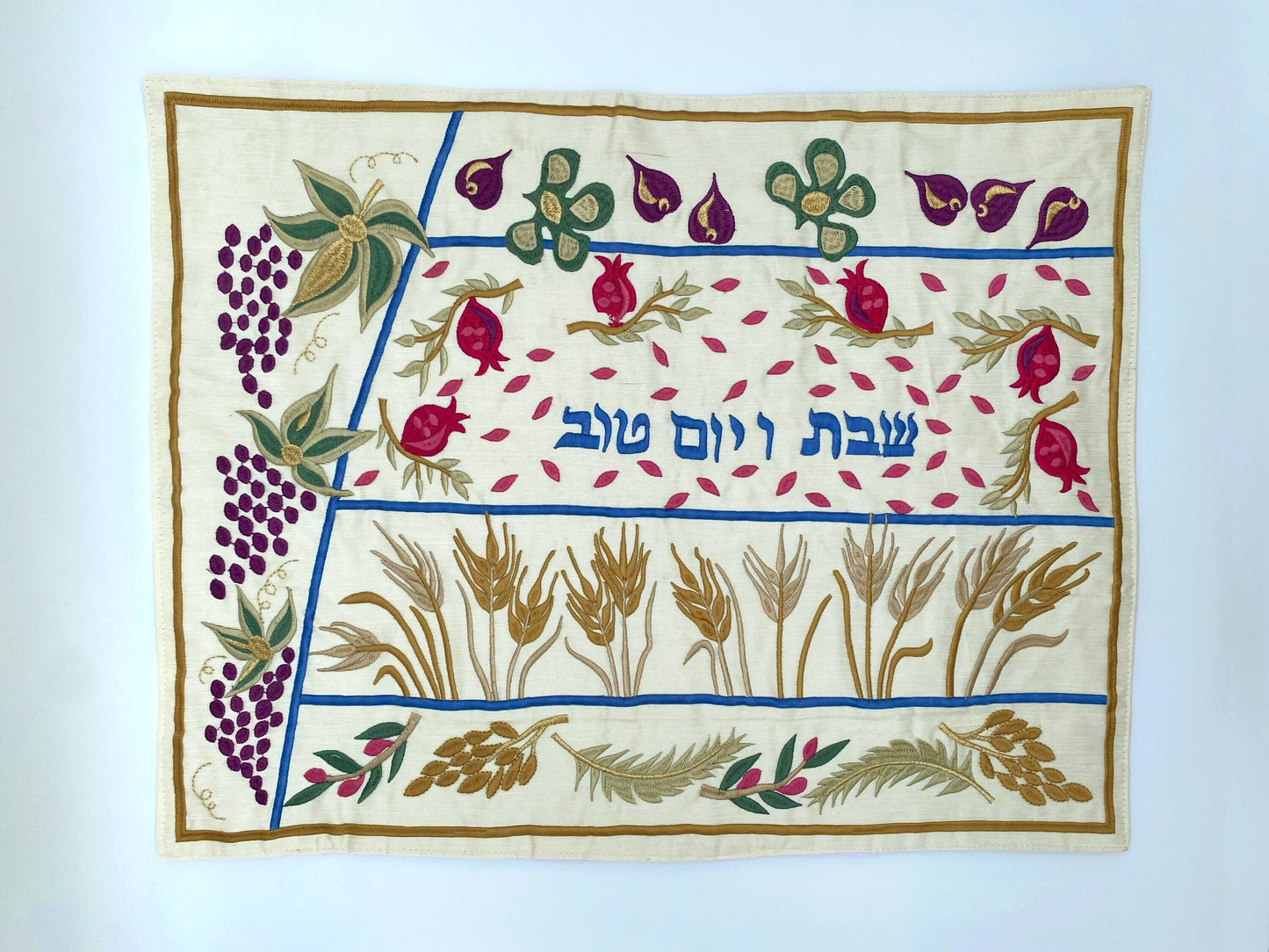 Seven Species Embroidery Challah Cover