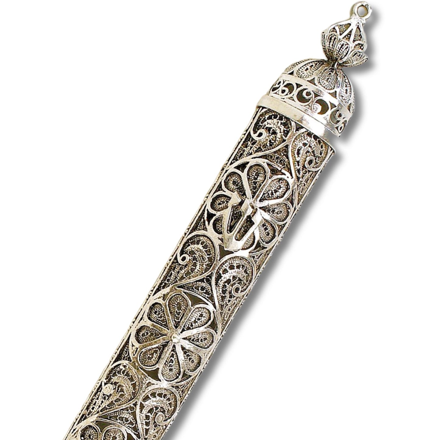 Sterling Silver Flowers Mezuzah