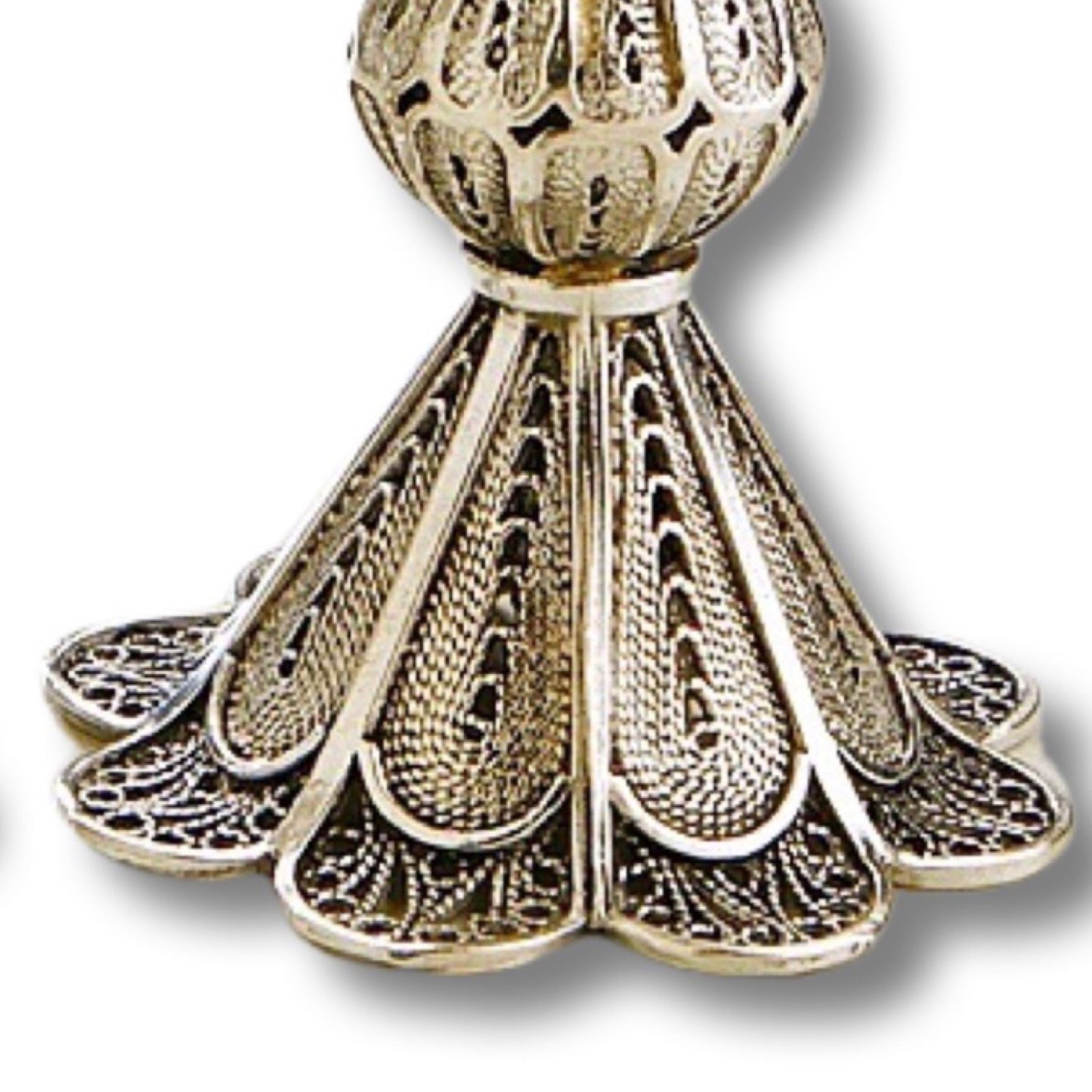 Mini Sterling Silver Shabbat Candle Holders Yemenite Filigree art Pamot