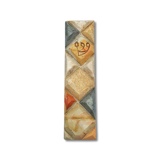 Colorful Jerusalem Stone Mezuzah case