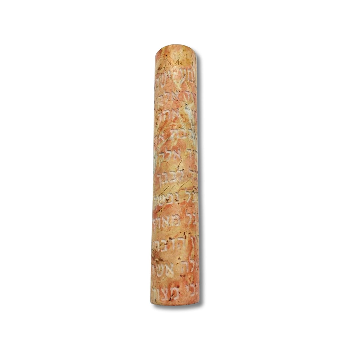 Shema Israel Red Jerusalem Stone Mezuzah