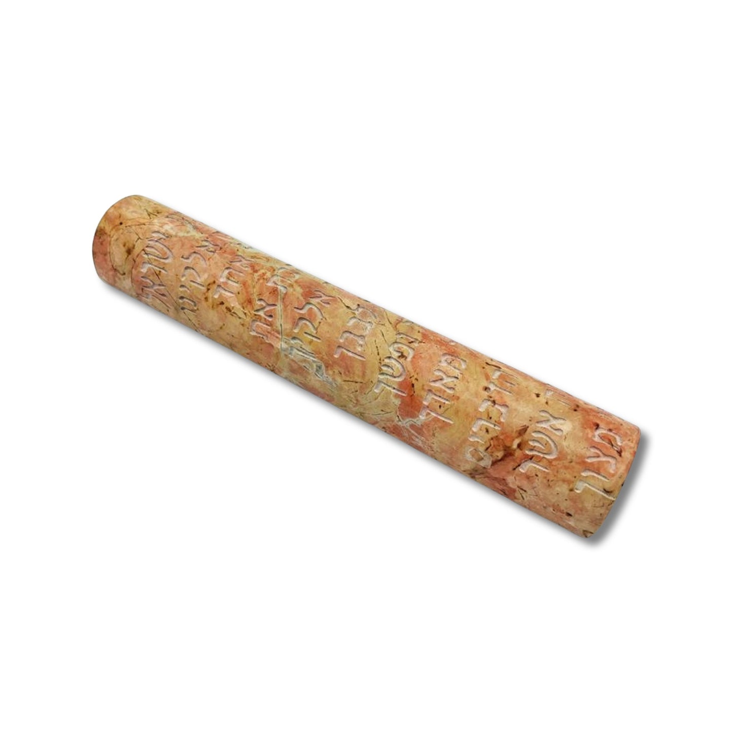 Shema Israel Red Jerusalem Stone Mezuzah