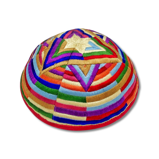 Colorful Star of David Embroidered Kippah