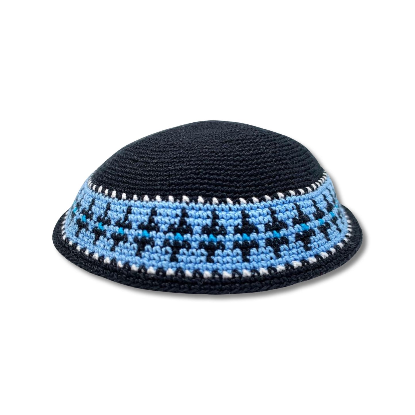 Cotton knitted Hand Made Kippah Jewish Black yarmulke 18cm