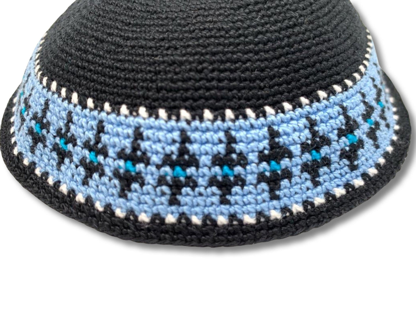 Cotton knitted Hand Made Kippah Jewish Black yarmulke 18cm