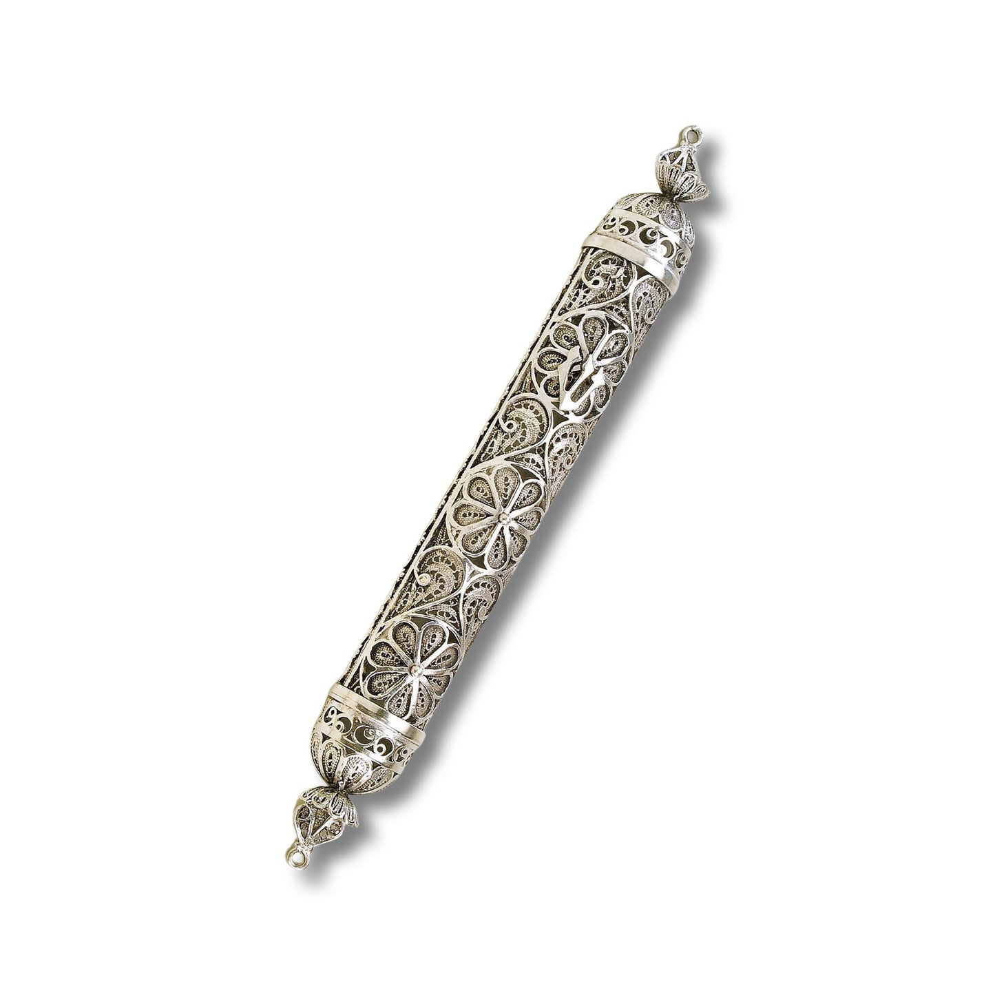 Sterling Silver Flowers Mezuzah