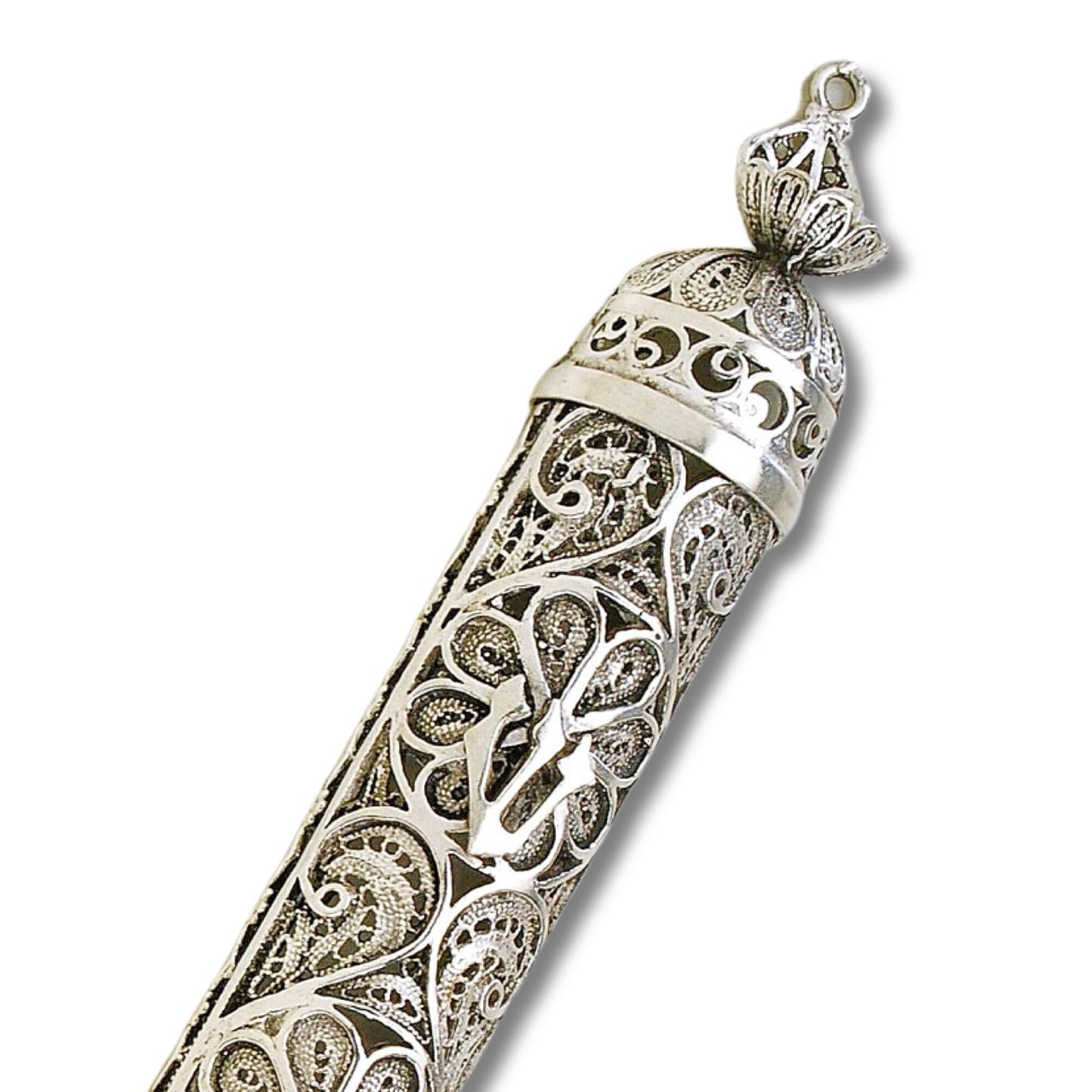 Sterling Silver Flowers Mezuzah