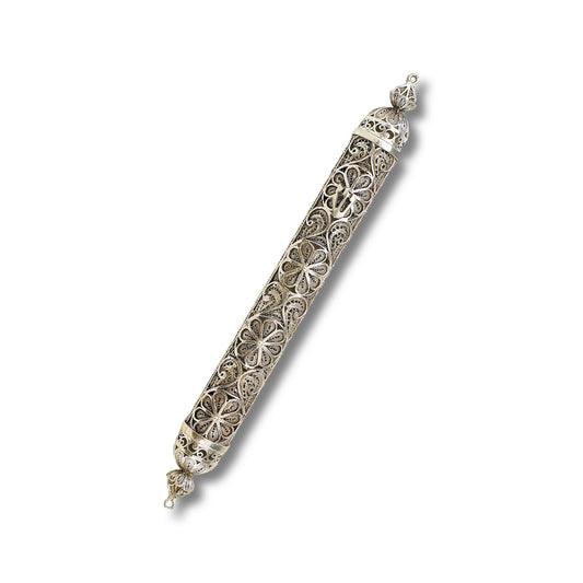 Sterling Silver Flowers Mezuzah