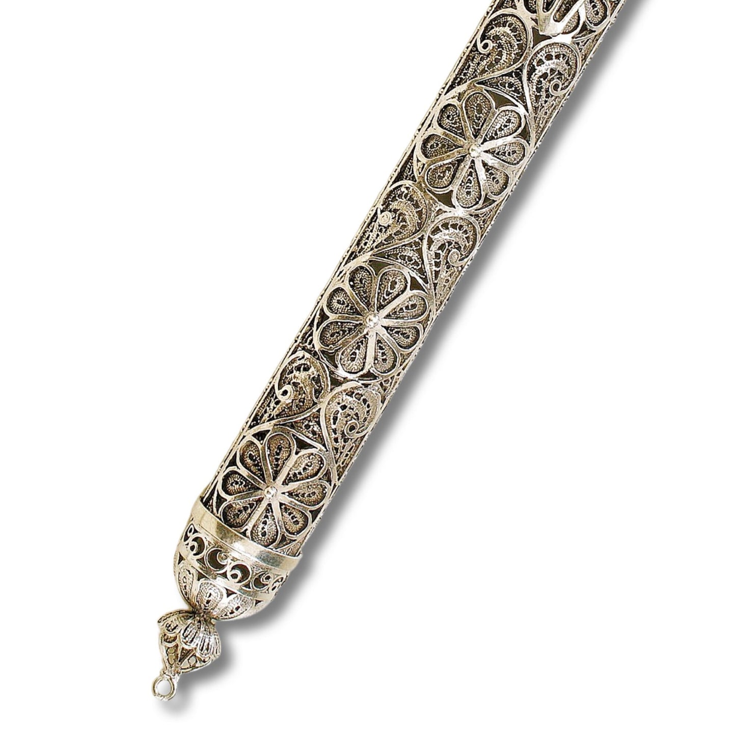 Sterling Silver Flowers Mezuzah