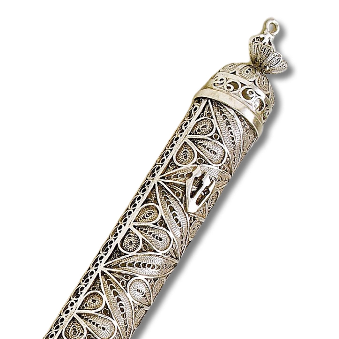 Sterling Silver Flower Mezuzah case