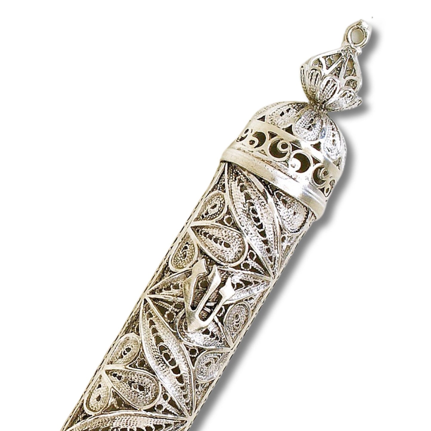 Sterling Silver Flower Mezuzah case