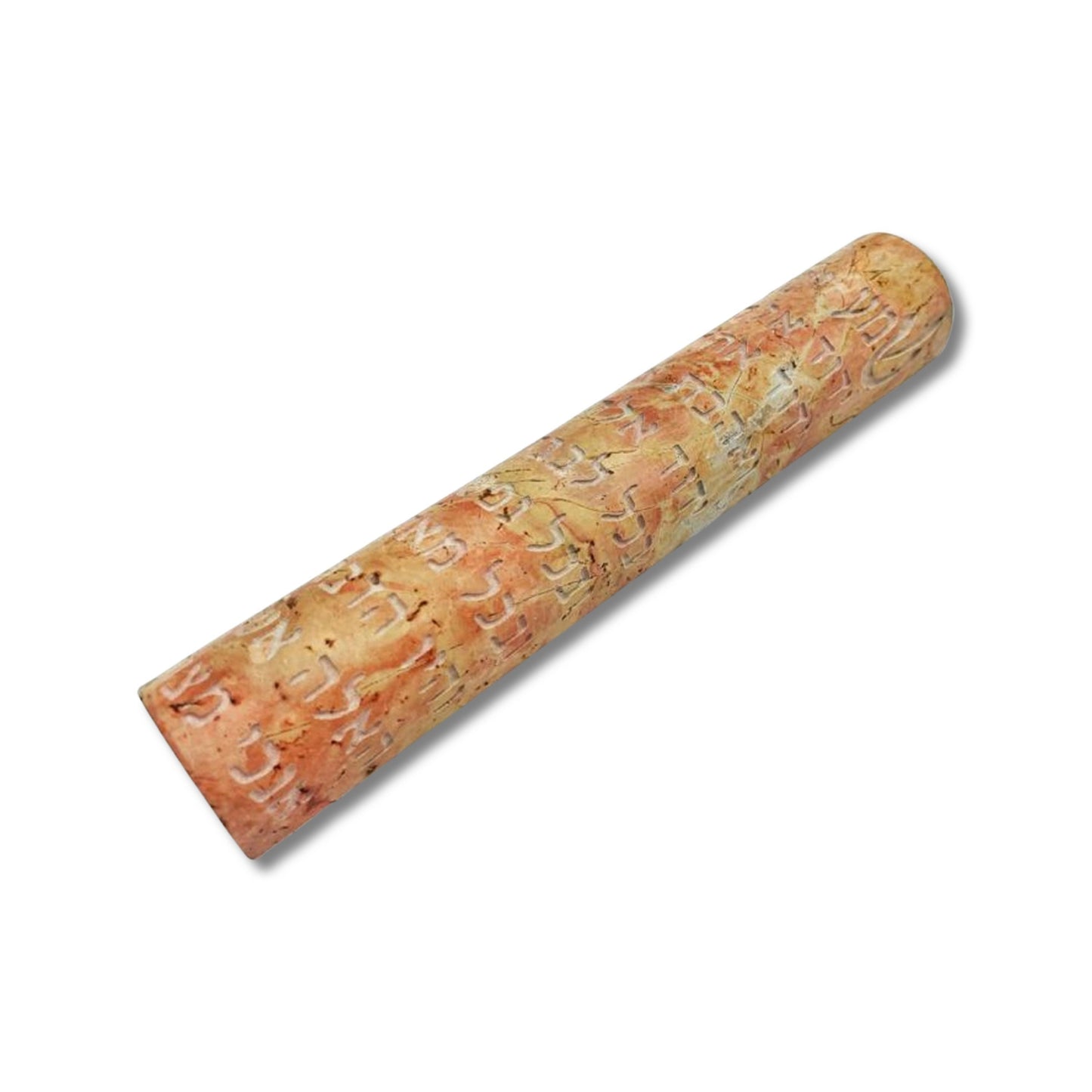 Shema Israel Red Jerusalem Stone Mezuzah