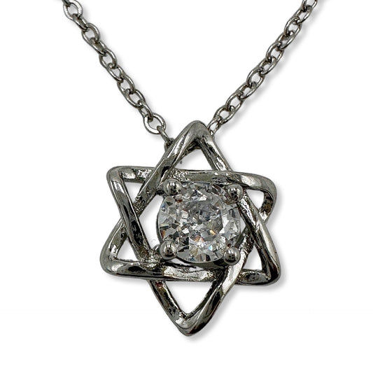 Sterling Silver Star Of David Necklace With Moisonite