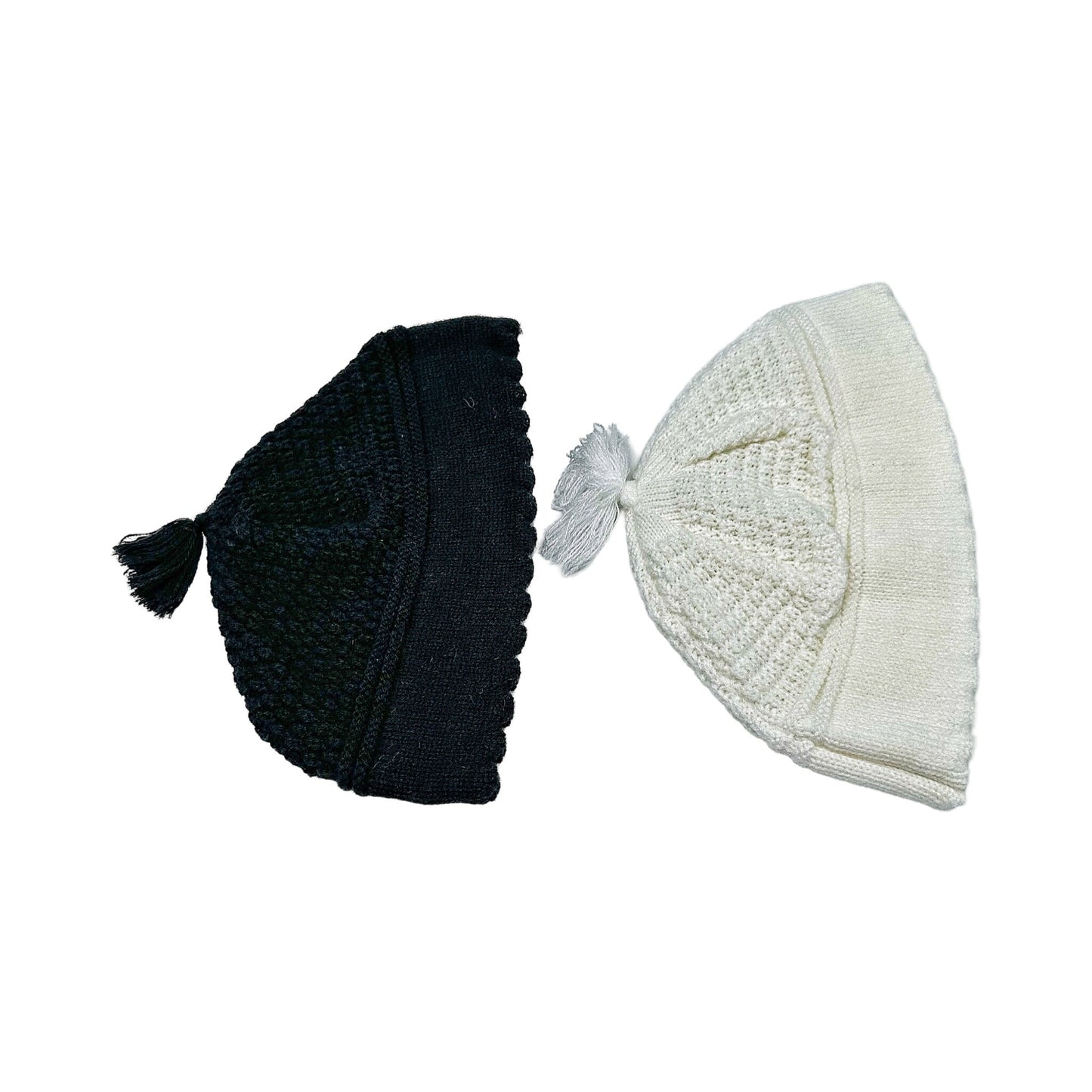 Breslev White/Black Kippah 100% cotton