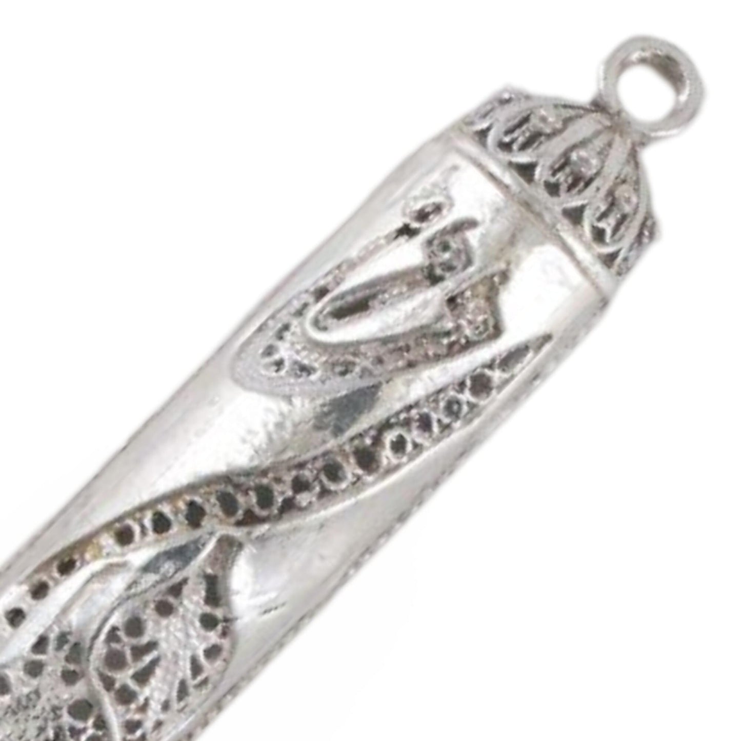 Small Silver Mezuzah case, handmade Yemenite filigree