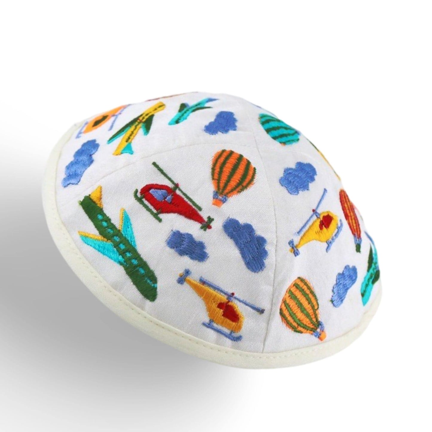 White Aircraft Embroidered Kids Kippah