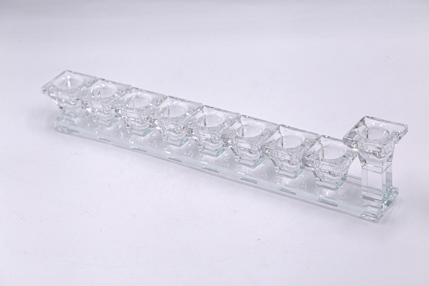 Glass Hanukkah Menorah for Oil Candles