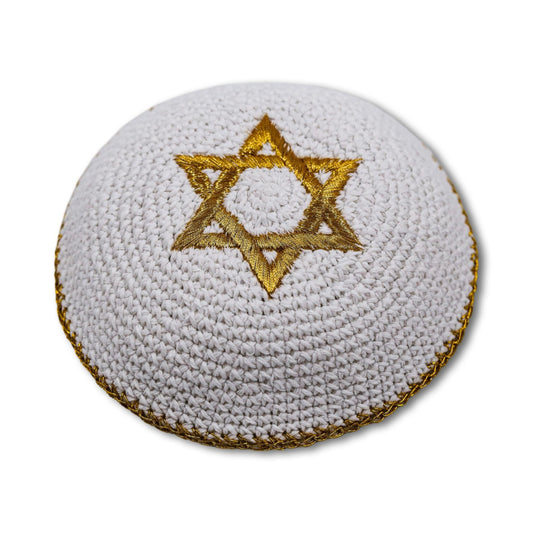 White & Gold Kippah