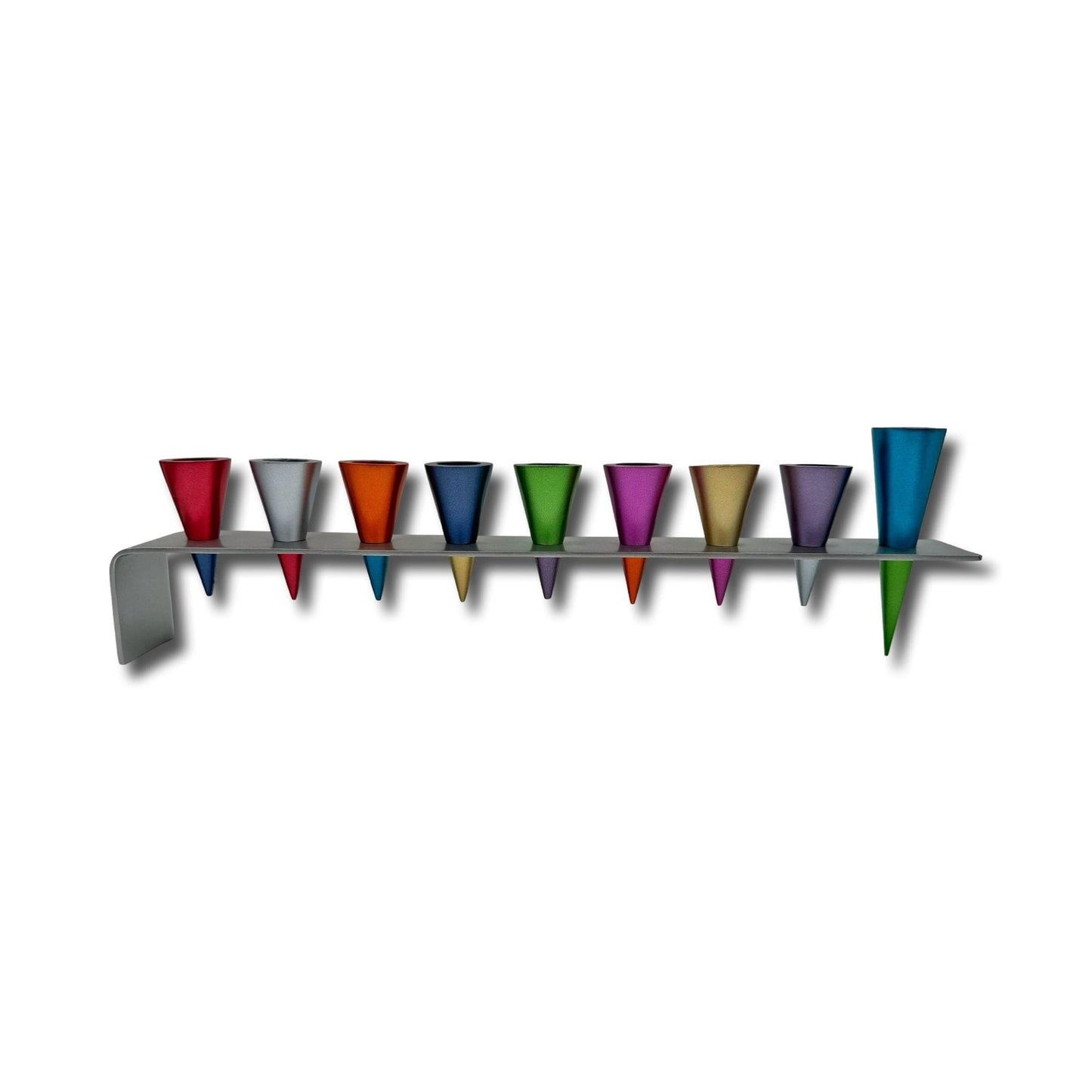 Aluminum Menorah with Colorful Anodized Cones