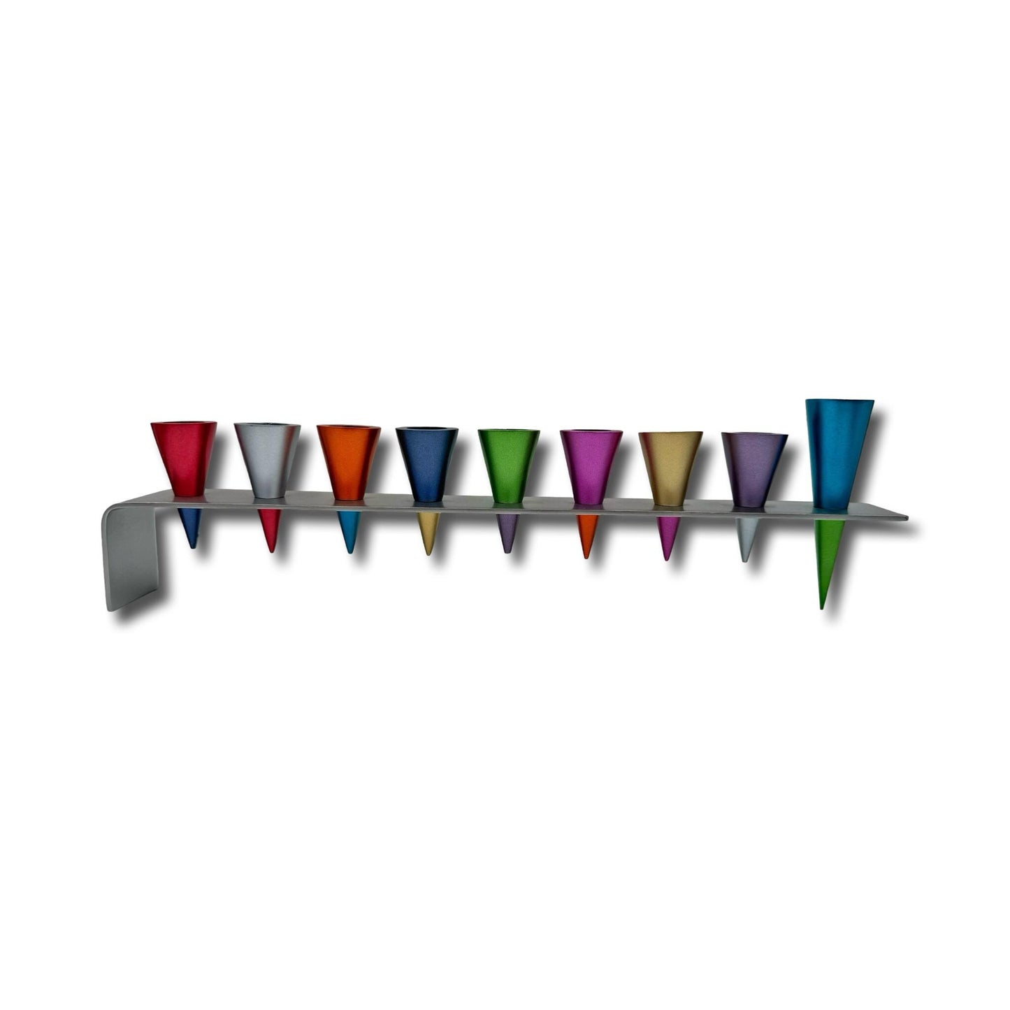 Aluminum Menorah with Colorful Anodized Cones