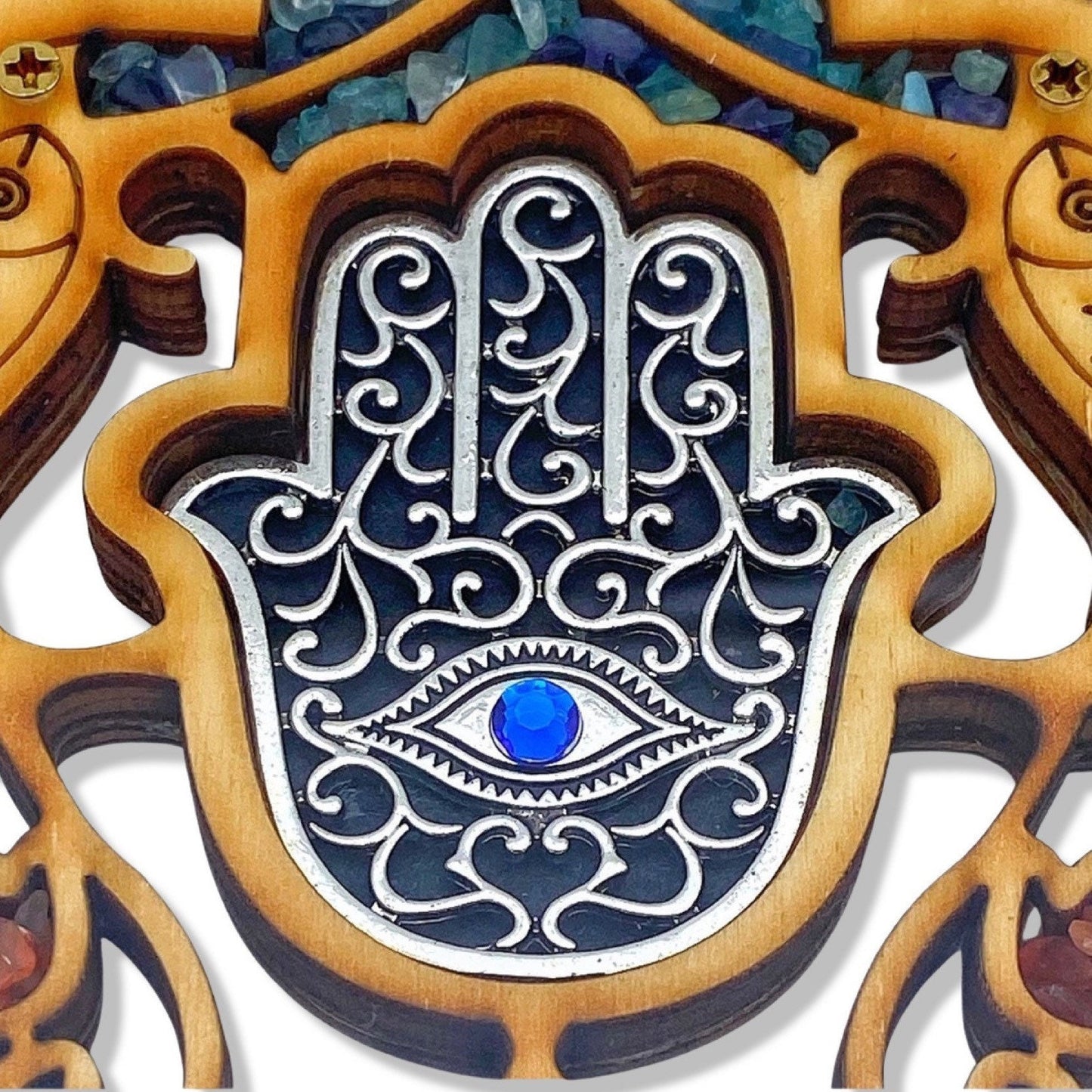 Wood Double Hamsa Home Blessing