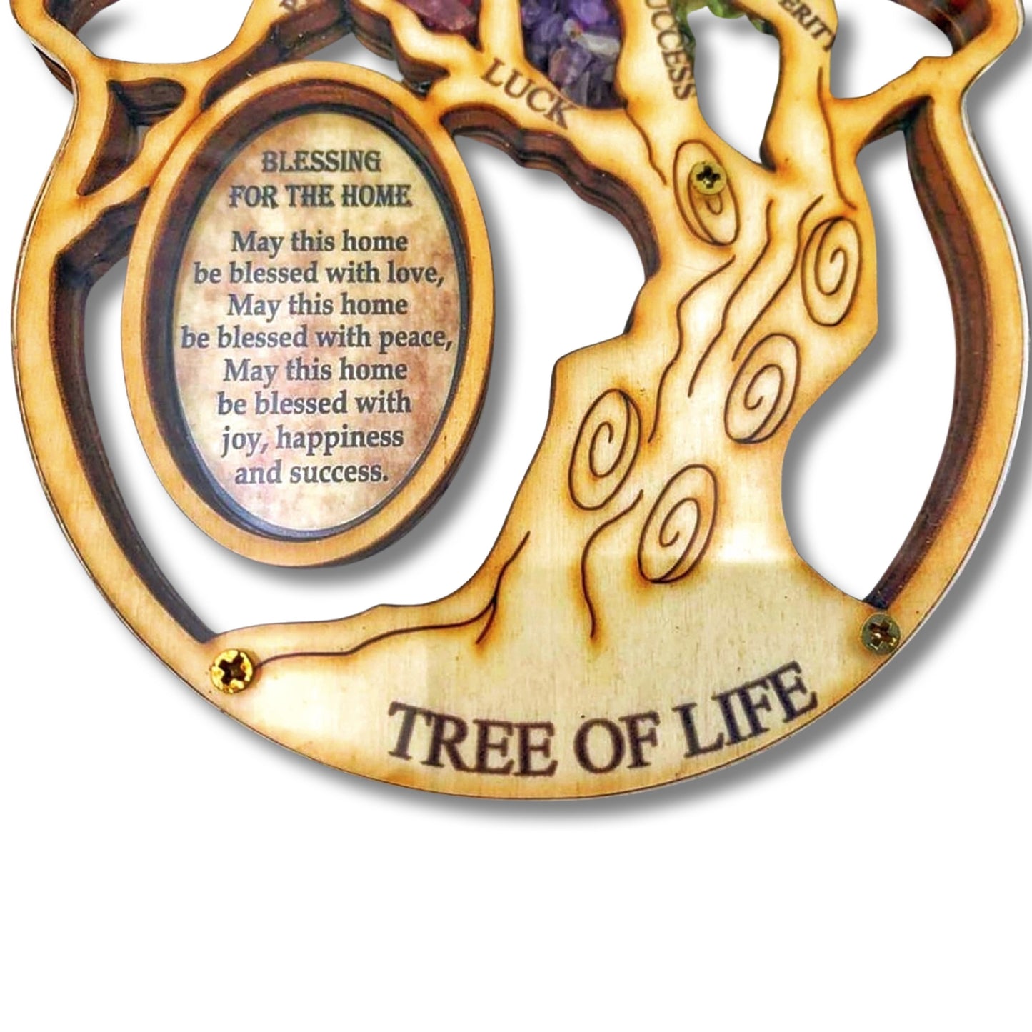 Wood Hamsa Tree Of Life & Seven Blessing