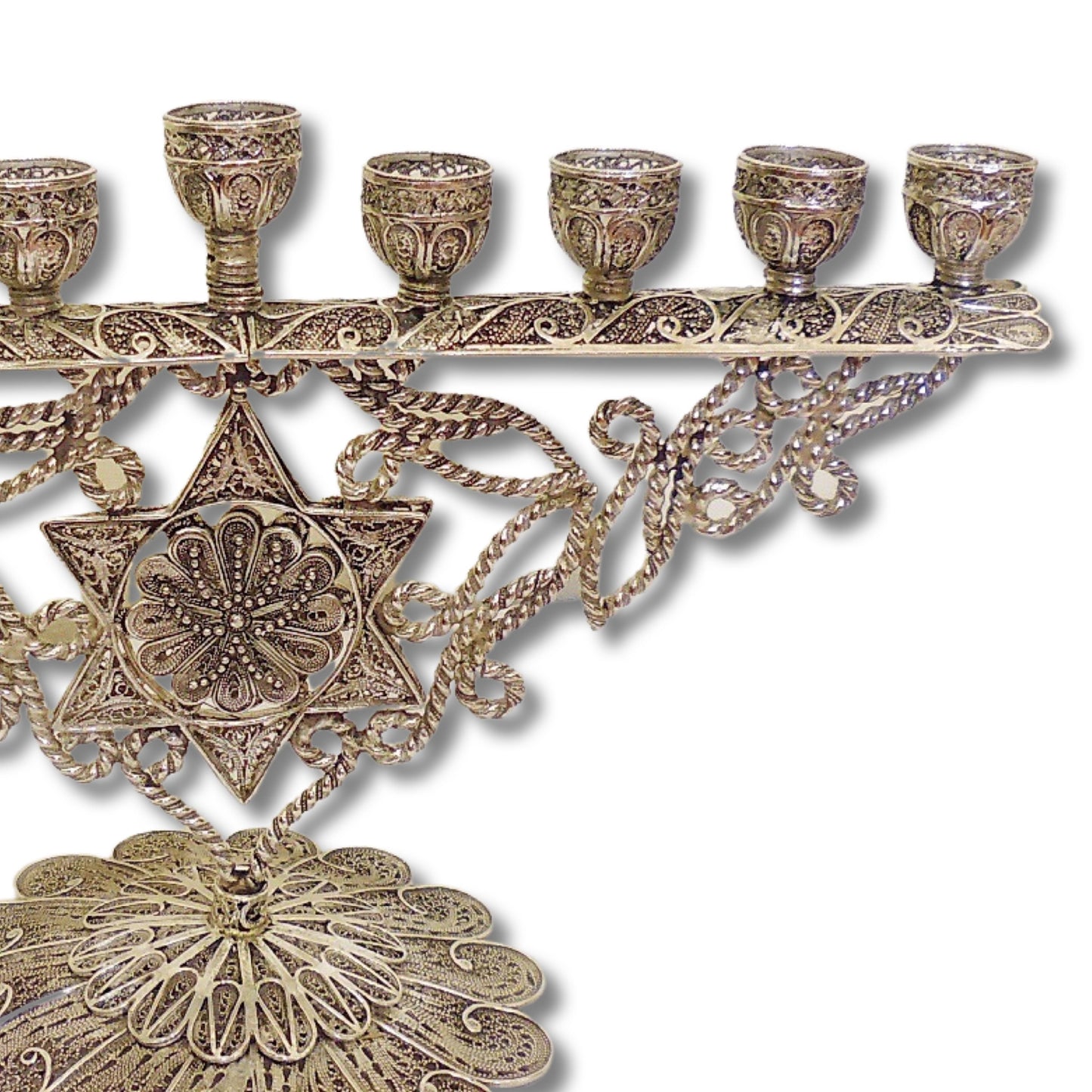 Star Of David Silver Menorah