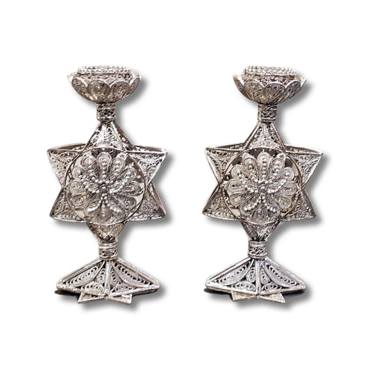 Sterling Silver Star Of David Candle Holders