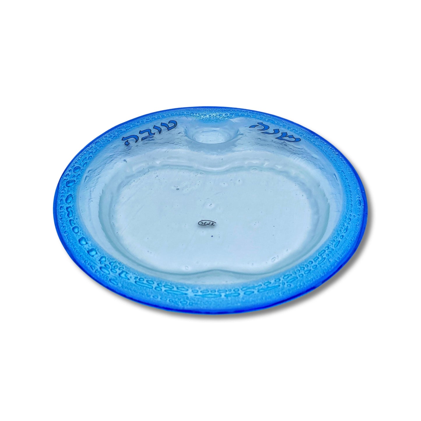 Light Blue Bubble Glass Rosh Hashanah Plate
