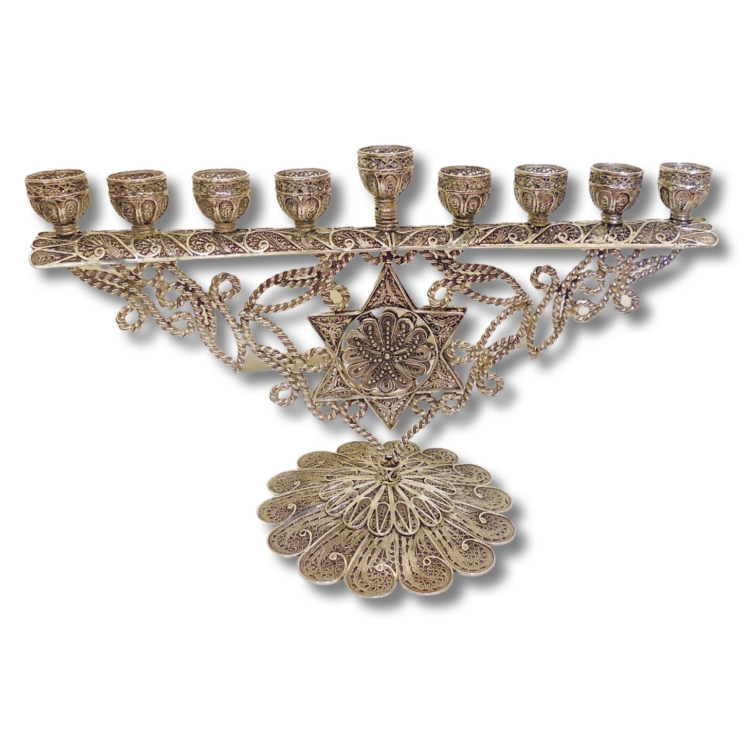 Star Of David Silver Menorah