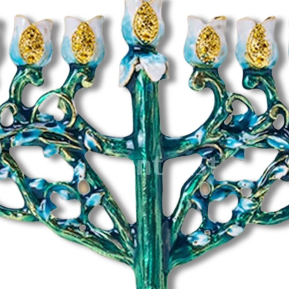 9-Branch Menorah Enamel Tree Design
