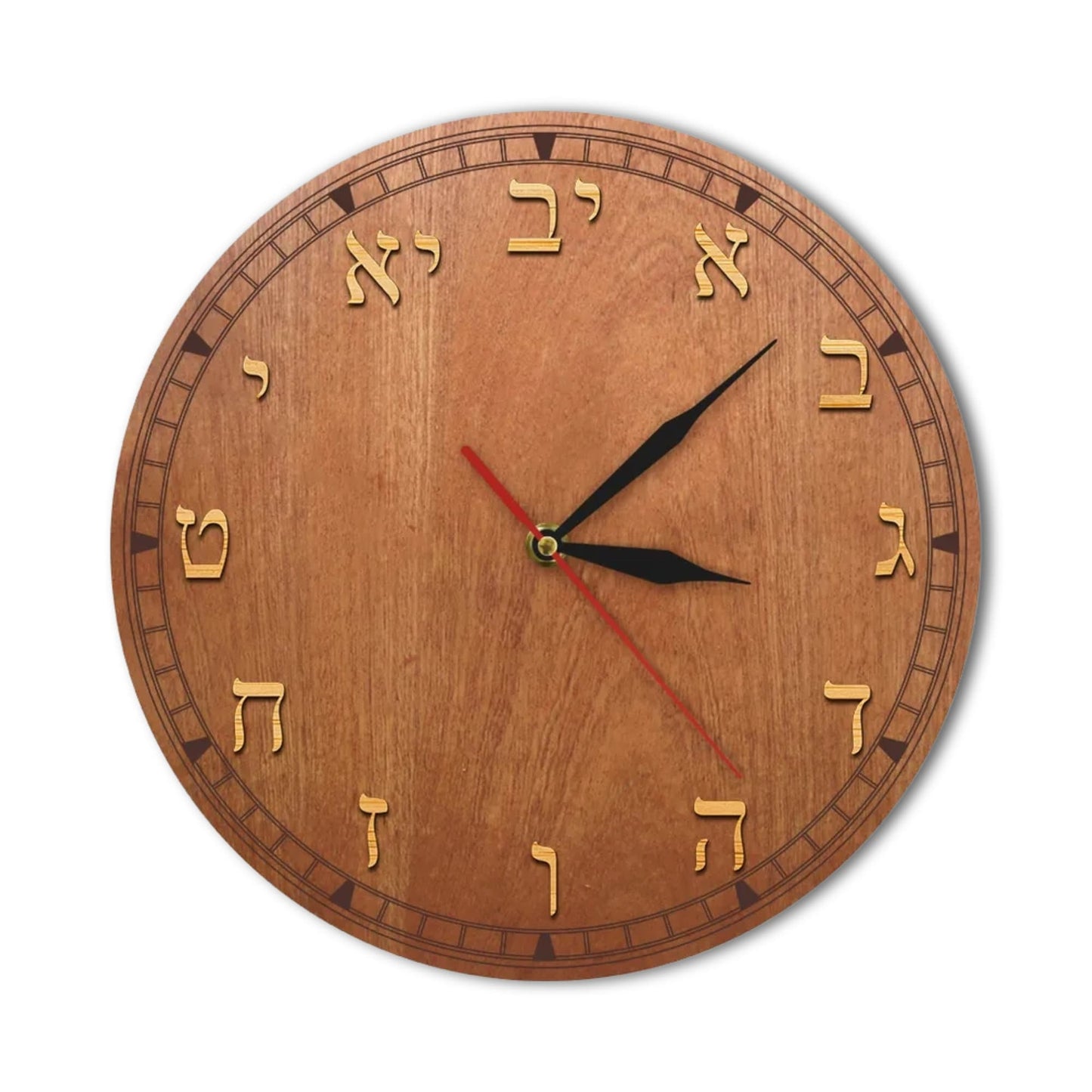 Hebrew Alphabet Wood Clock