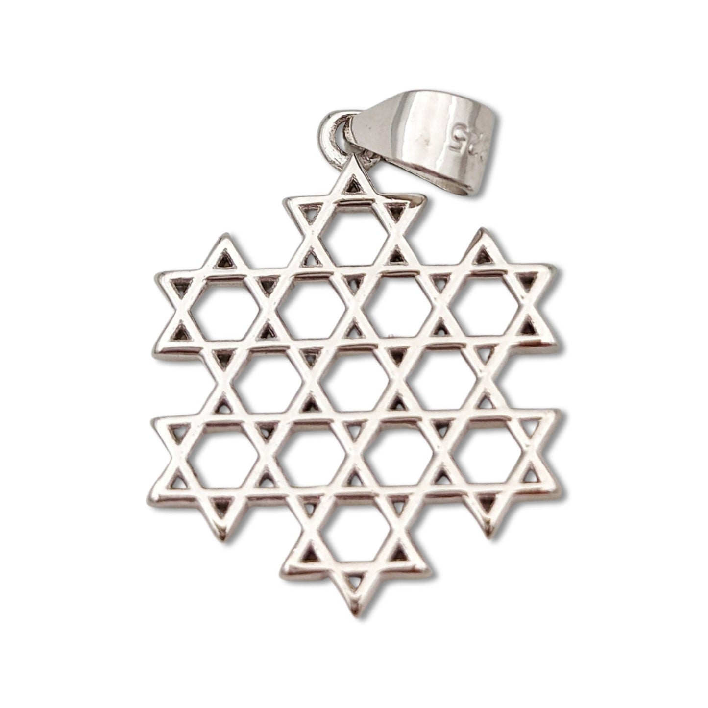 Sterling Silver Multi Star Of David Necklace