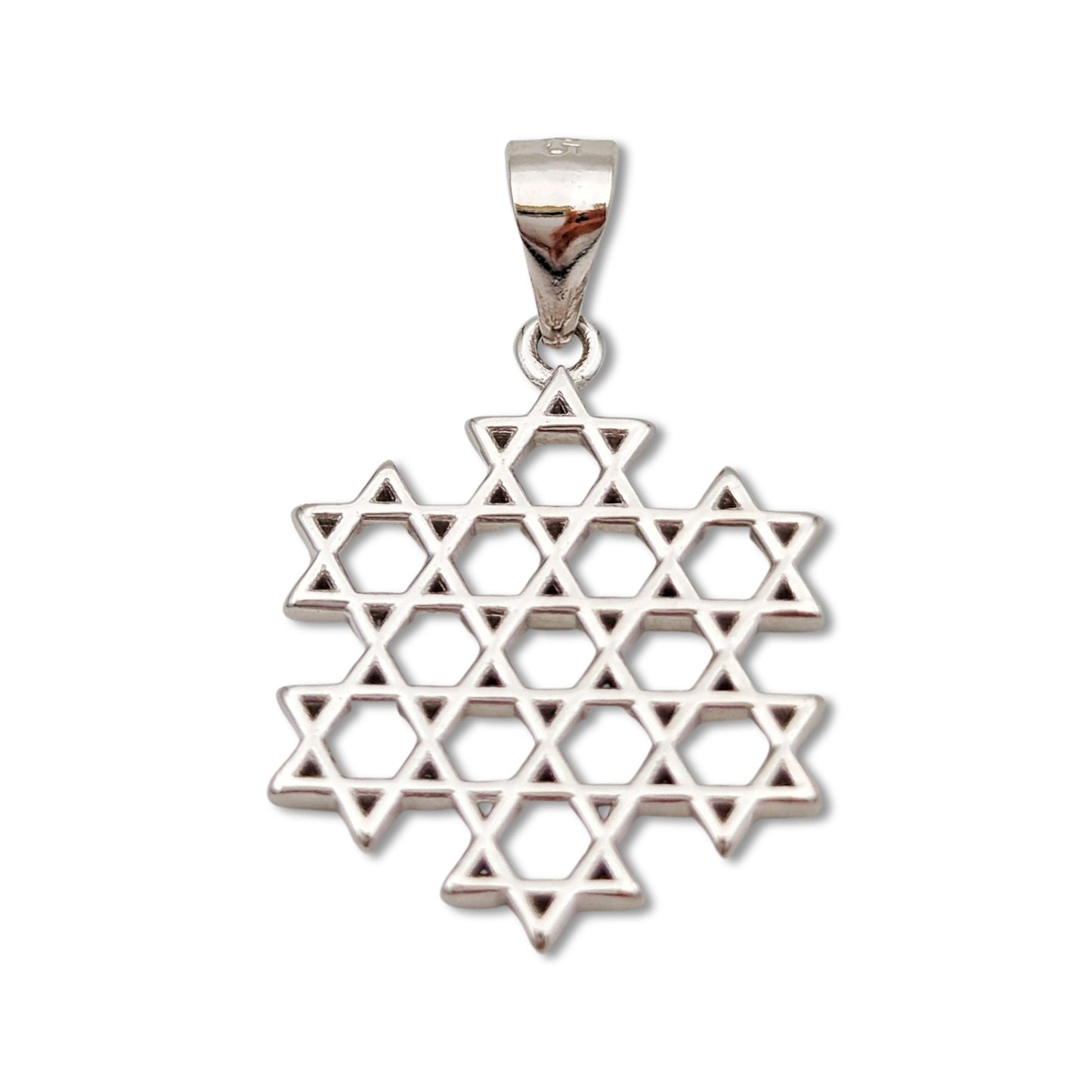 Sterling Silver Multi Star Of David Necklace