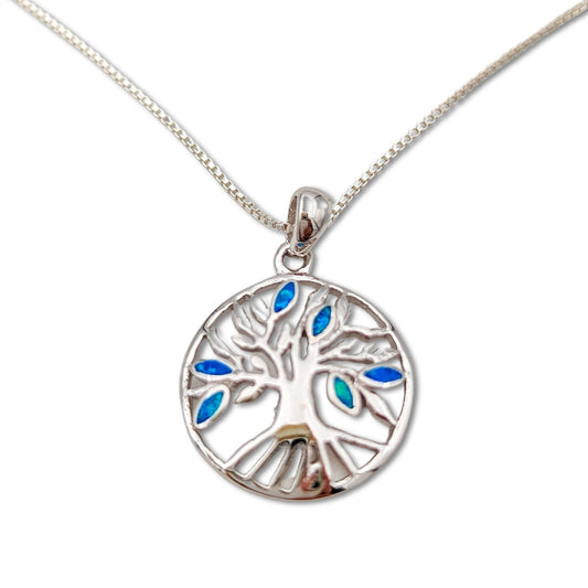Tree Of Life Sterling Silver With Opal