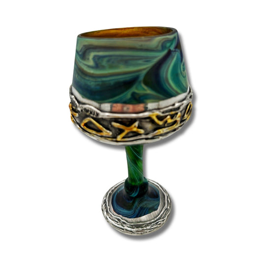 Vintage Design Silver & Glass  Kiddush Cup
