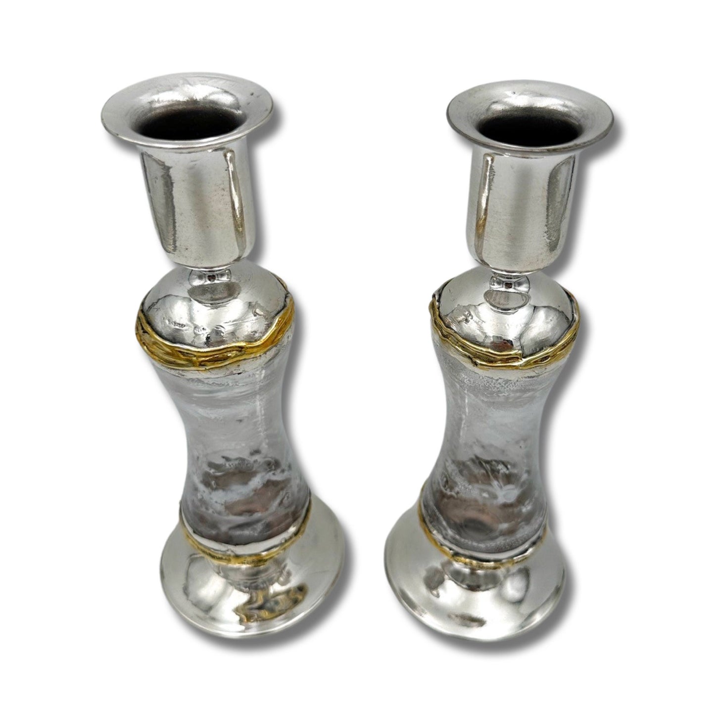 Shabbat Candle Holders Sterling Silver & Glass