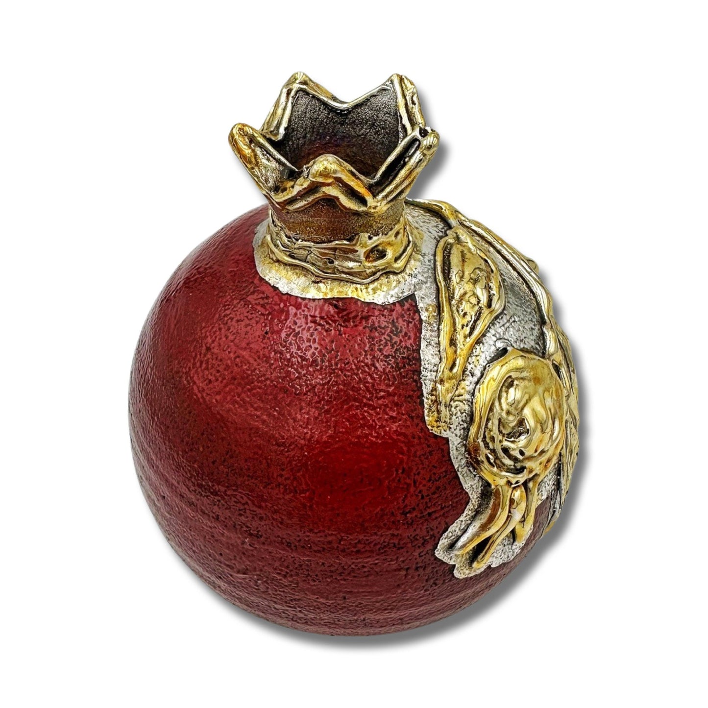 Red Gold & Silver Pomegranate Vase