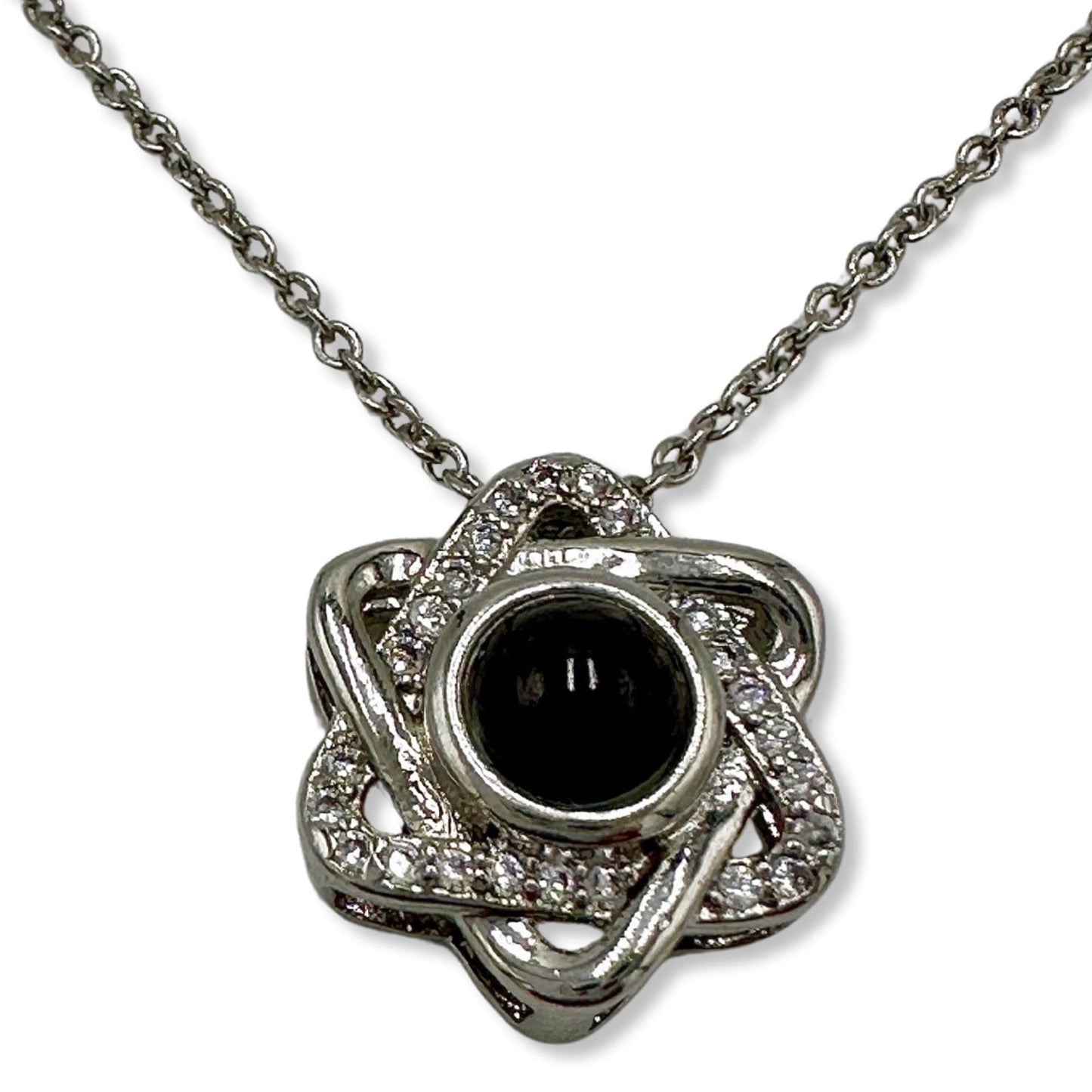 Sterling Silver Star Of David Necklace With Zircon stone