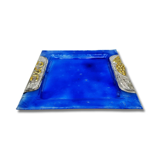 Blue Passover Matzah Plate
