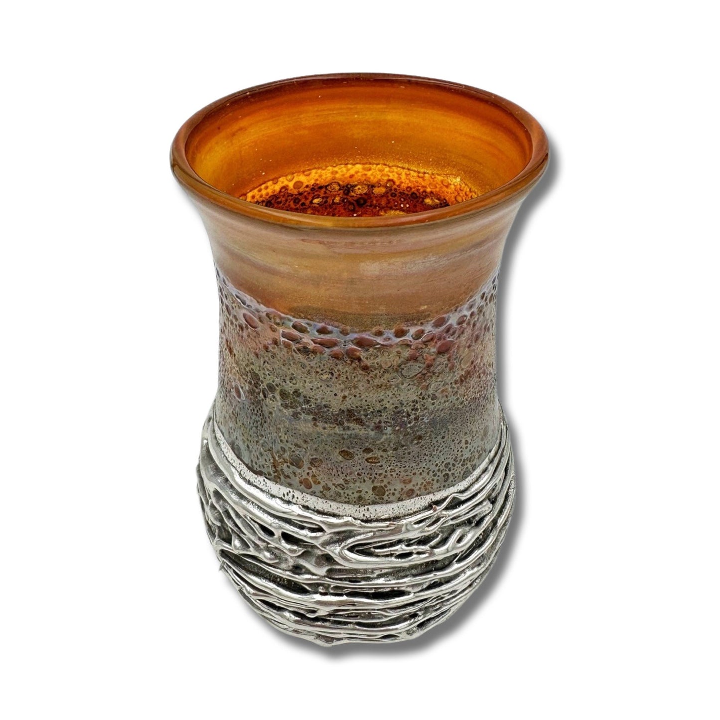 Silver & Glass Orange Kiddush Cup