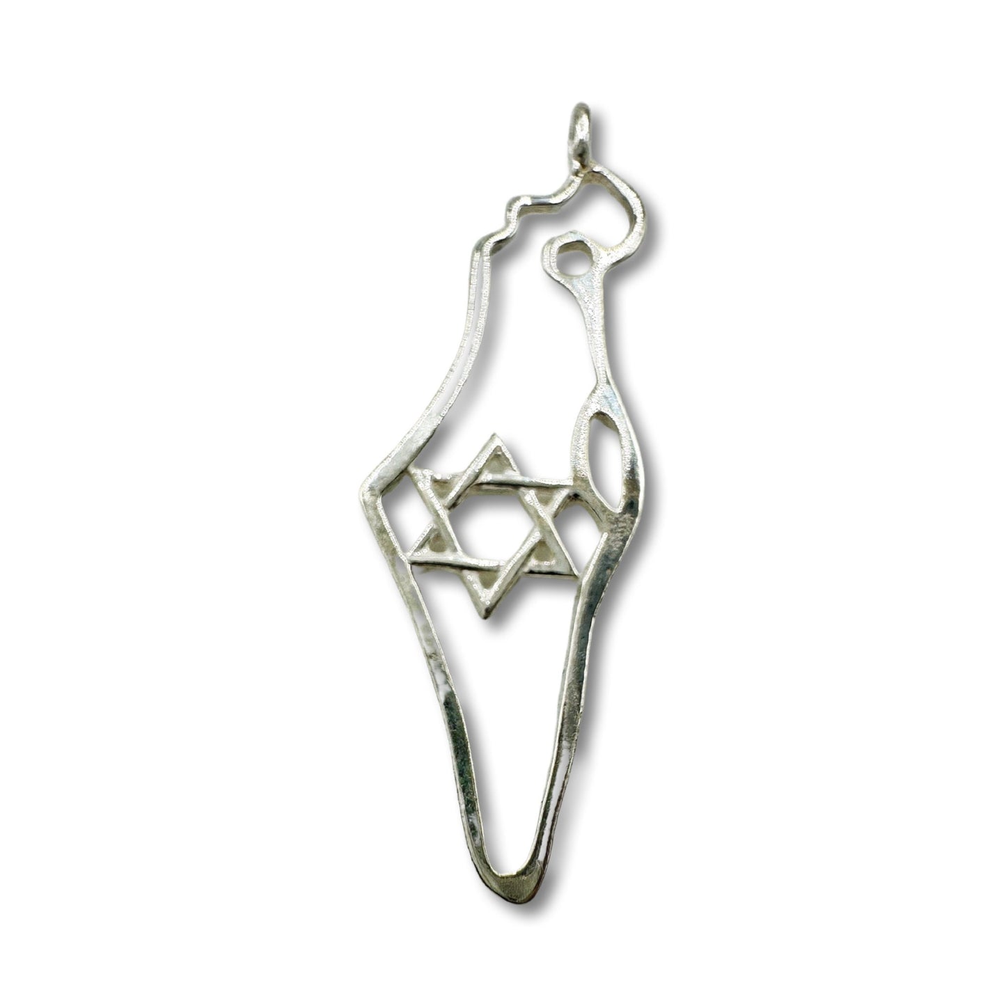 Sterling Silver Israel Map Star of David Necklace/Pendant