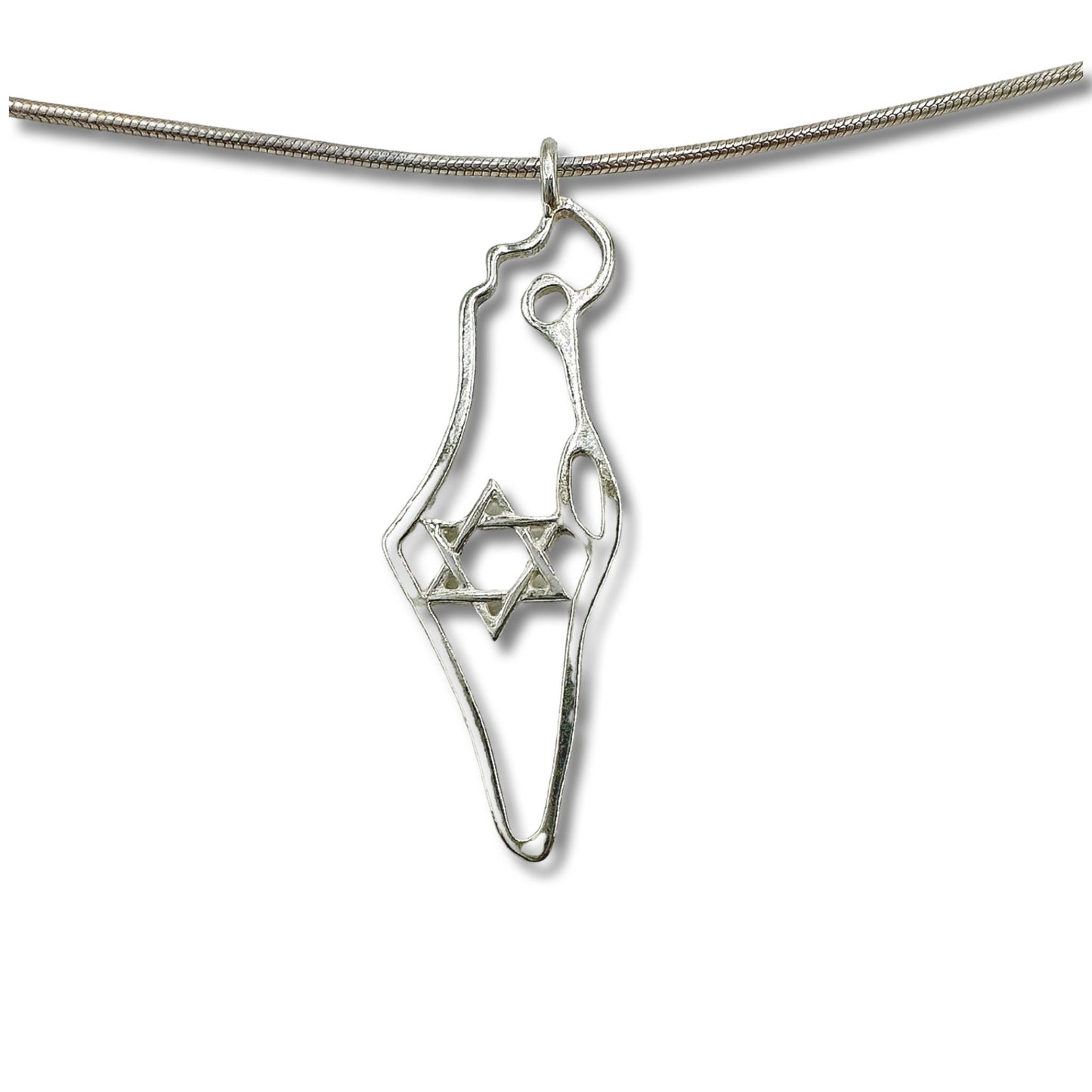 Sterling Silver Israel Map Star of David Necklace/Pendant