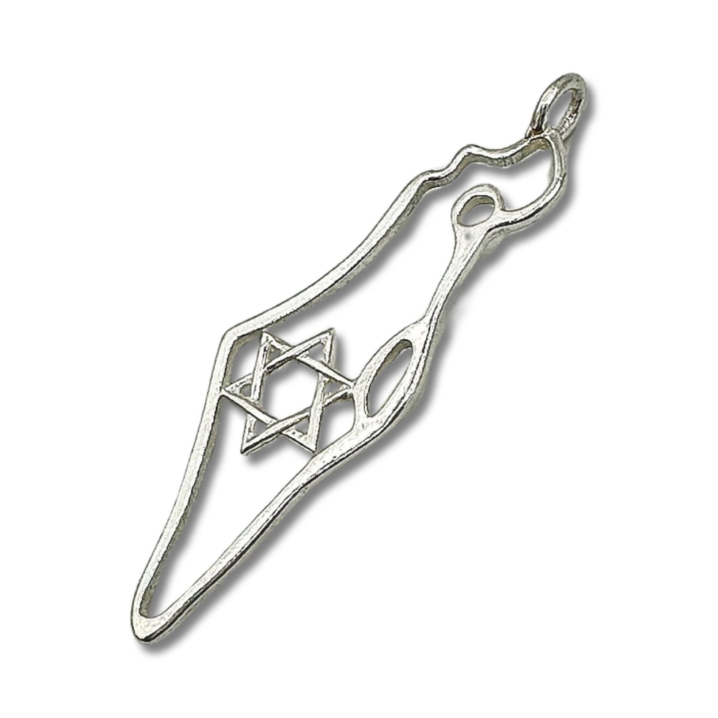 Sterling Silver Israel Map Star of David Necklace/Pendant