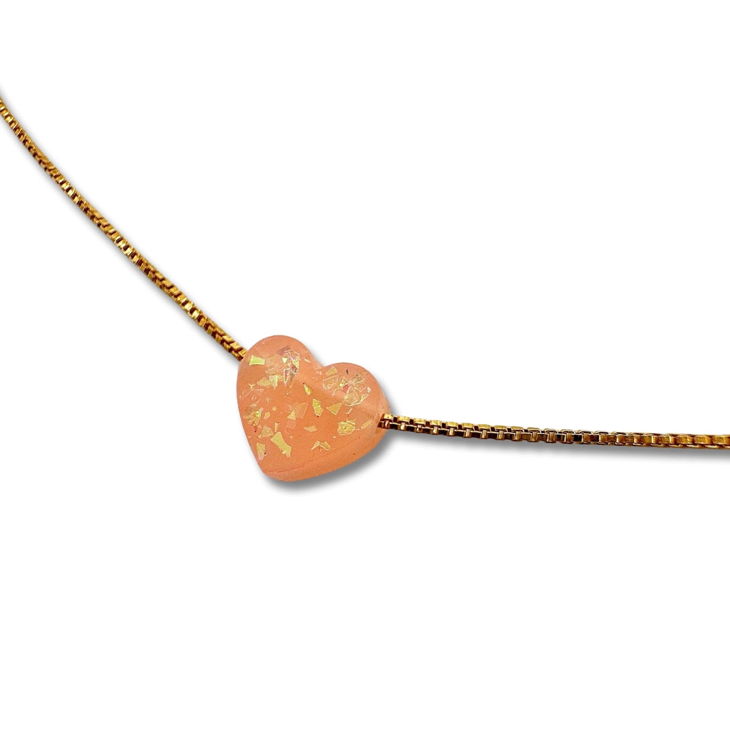 Opal Imitation Heart Necklace