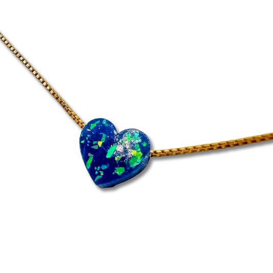 Opal Imitation Heart Necklace