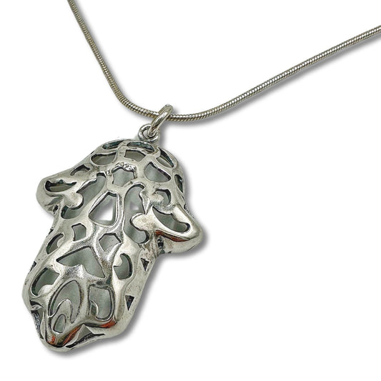 Big Sterling Silver Hamsa Necklace/Pendant