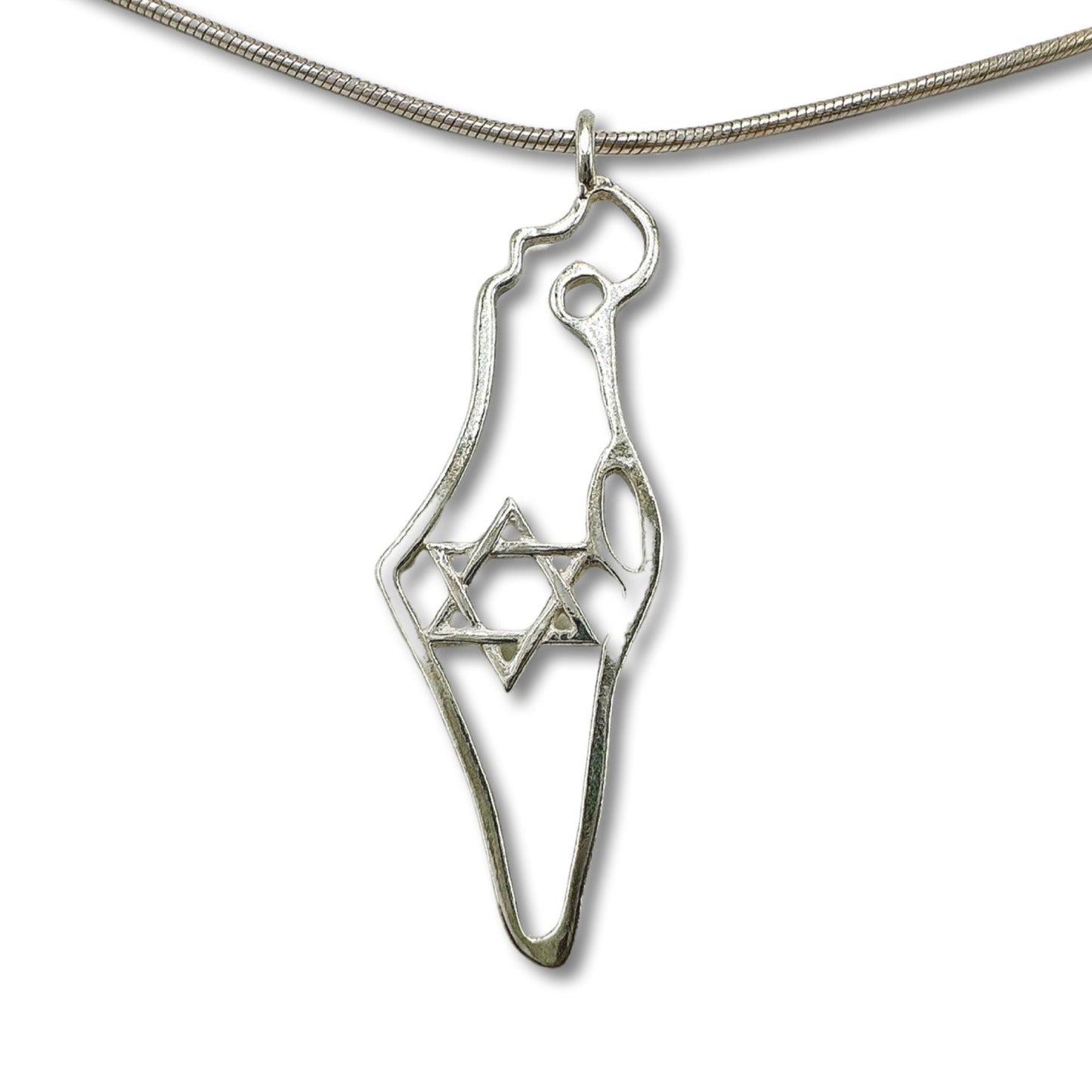 Sterling Silver Israel Map Star of David Necklace/Pendant